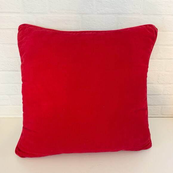 VTG Christmas Bear In Stocking Needlepoint Holiday Throw Pillow Red Velvet 12" - Picture 2 of 6